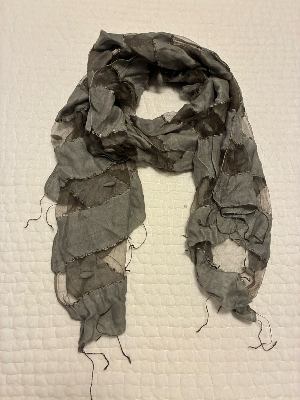 Lightweight Gray Patchwork Scarf